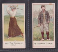 Cigarette cards, Cope's Golfers, 2 cards nos. 40 Graces of Golf, & 24 Harold Hilton (both with light