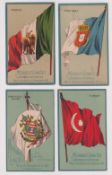Cigarette cards, USA, Kimball, National Flags, 'X' size, four cards, all 'Mechanic's Long Cut',