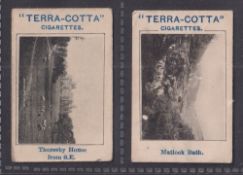 Cigarette cards, E Robinson, Derbyshire & The Peak, 2 cards, Matlock Bath & Thoresby House from S.E.