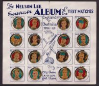 Trade issue, Nelson Lee Library, Cricketers, England v Australia, 1928-9 (metal discs, 'K' size),