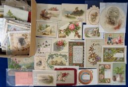 Greetings Cards, approx. 200 mainly Victorian cards to include deckle edged, lace, silk, folding,