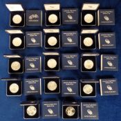 Coins, USA, a collection of 14 boxed American silver proof dollars to comprise 1978 (Ike gleaming