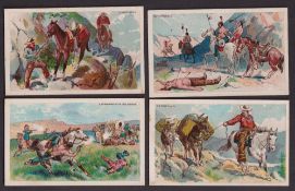 Cigarette cards, USA, Duke's, Cowboy Scenes, 'X' size, four cards, A Hard Trail, A Scrimmage with
