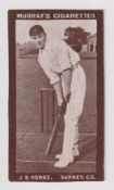 Cigarette card, Murray's, Cricketers (Series H, Brown Front), type card, J. B. Hobbs, Surrey (very