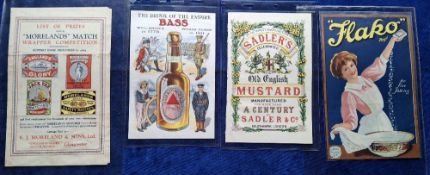Trade card, Advertising inserts and cards, 20, P size and G Size items, Many Brands including Flako,