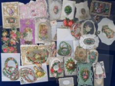 Victorian Scraps and Greetings Cards, a large selection of scraps and cards featuring Father