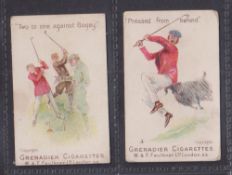 Cigarette cards, Faulkner's Golf Terms, 2 cards 'Pressed from Behind' & 'Two to One against