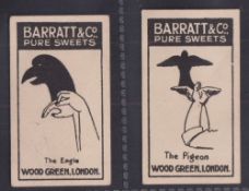Trade cards, Barratt's, Shadowgraphs, ref HB74, two cards, 'The Eagle' & 'The Pigeon' (gd) (2)