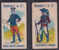 Trade cards, Barratt's, Military Types, ref HB55, two cards, Italian Artillery (gd) & Italian