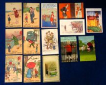 Postcards, 'Have You Got Any Cigarette Cards? A collection of 14 unused comic cards all asking the