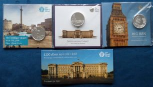 Coins, 3 £100 silver coins produced by The Royal Mint to comprise 2015 Buckingham Palace, 2015 Big