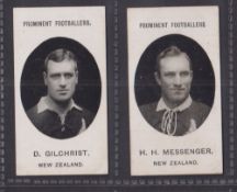 Cigarette cards, Taddy, Prominent Footballers (No Footnote), New Zealand, two cards, J.D.