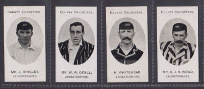 Cigarette cards, Taddy, County Cricketers, Leicestershire, four cards, Mr. J. Shields, Mr. W.W.