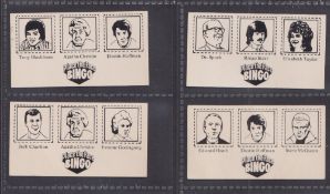 Trade cards, Brooke Bond, Place the Face Bingo, (Three Faces), 4 different cards, Tony Blackburn/