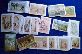 Trade cards, 44 cards, various early Chromo series including Huntley & Palmer Sports (4, including