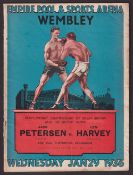 Boxing programme, Jack Petersen v Len Harvey, Heavyweight Championship of Great Britain & British