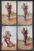 Tobacco advertising, Tobacco fund cards, 4 cards each with different backs, 'Arf a Mo Kaiser', (3)