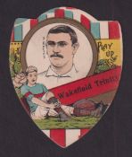 Trade card, Baines Shield, Rugby, 'Play Up Wakefield Trinity' with W. Walton player inset (back