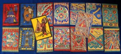 Tobacco Felts, USA, ATC, Miniature Indian Blankets (Navajo Designs, serrated ends), ref B12(b) (