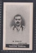 Cigarette card, Cohen, Weenen & Co, Heroes of Sport, Football, type card, W Dunlop, Sunderland (