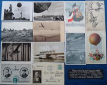 Postcards/Postal History, Aviation, a selection of 12 mixed aviation cards inc. RPs of Balloon '