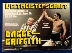 Boxing programme, Eckhard Dagge, Germany v Emile Griffith, USA, WBC World Super Welterweight Title