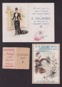 Cigarette cards, Malta, three cards, Atlam miniature calendar booklet 1925, Colombos Calendar folder