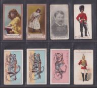 Cigarette cards, 8 type cards, Thos Goodbody Actresses FROGA (2), Glass & Co Boer War Celebrities,