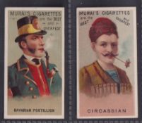 Cigarette cards, Japan, Murai, World's Smokers, two cards, Bavarian Postillion & Circassian (gd) (