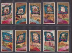 Cigarette cards, USA, Allen & Ginter, Flags of the States & Territories (set, 47 cards) (gd)