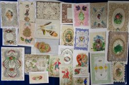 Valentines Cards, 40+ Victorian cards to include lace, decoupage, folding etc. A good collection
