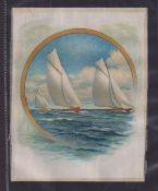 Tobacco silks, ITC (Canada), three premium issues, Three Sailing Yachts, Rowing 8 and Motor Boat (