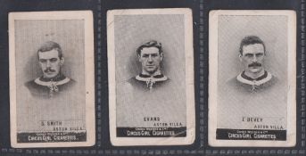 Cigarette cards, Cohen, Weenen & Co, Heroes of Sport, Football, 3 cards, all Aston Villa, J Devey,