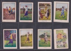 Cigarette cards, Golf, J Onagoity Cigarrillos Dolar (Argentina) 8 cards, all Golfers Herten /