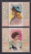 Cigarette cards, USA, Duke's, Beauties Folders, 'P' size, 4 cards, Ref N96, picture nos 10, 13,