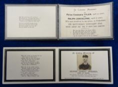 Ephemera, Police, In Memoriam cards, 2 cards to comprise Police Constable Tyler aged 31 years and