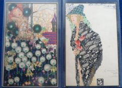 Postcards, Glamour, 2 scarce glamour cards published by Wiener Werkstatte, nos. 757 and 733,