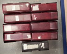 Cigarette card accessories, 9 modern storage albums and slipcases for cigarette cards, smaller