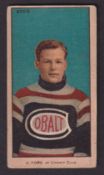Cigarette card, ITC Canada, Hockey Series (Coloured), type card, no 29, C Toms of Cobalt Club (