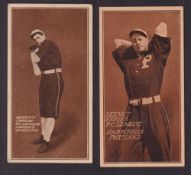 Trade cards, USA, Zeenut Series, Baseball Players (E136), two cards, 1911, Arlett Oakland (small