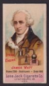 Cigarette card, USA, Lone Jack Cigarette Co, Inventors & Inventions, type card, James Watt (gd) (1)