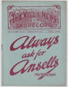 Football programme, Arsenal v Manchester City 12 March 1932, FA Cup semi-final played at Villa