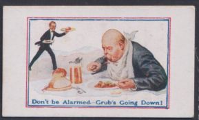 Cigarette card, E.T. Waterman, Army Pictures, Cartoons etc, type card, 'Don't be Alarmed - Grub's