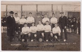 Football postcard, Southampton FC, photographic card, Southern League Team 1913, ink inscription