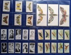 Cigarette cards, R J Lea, 8 sets, Butterflies & Moths (silk) 2 sizes smallest and largest size,