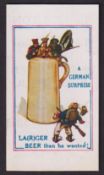 Cigarette card, T Spalton, Army Pictures, Cartoons etc, type card, 'A German Surprise LA(R)GER