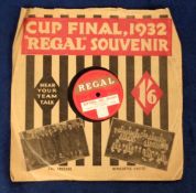 Arsenal v Newcastle Utd, FA Cup Final 1932, a Souvenir 78 rpm record issued by Regal Records with '