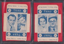 Cigarette cards, Carreras Turf uncut slides (2 per card) Radio Celebrities ('Turf' in blue