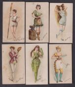 Cigarette cards, USA, Buchner, Morning Glory Maidens in Gay Attire Engaged in Games & Sports (all