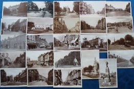 Postcards, Northants, a selection of 24 RPs to include street scenes, Kettering Market Square,